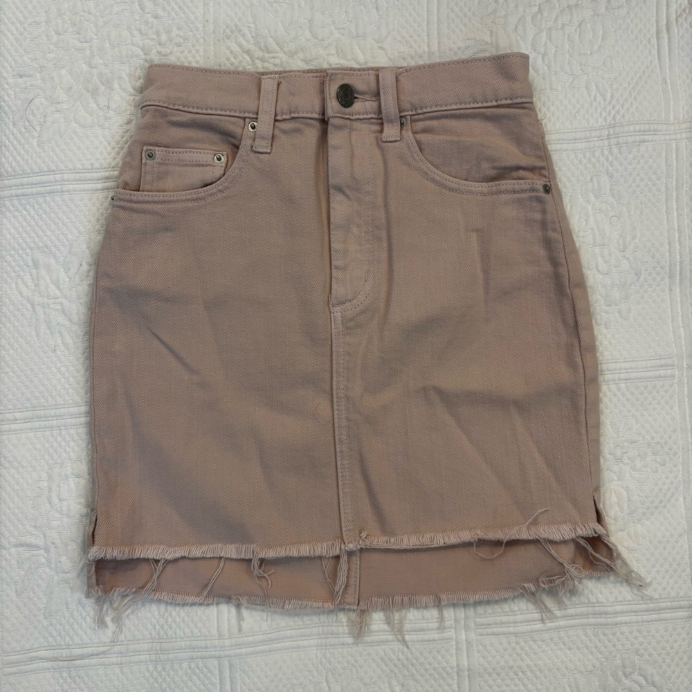 Wilfred Free Jean Skirt High Low with Frayed Hem
